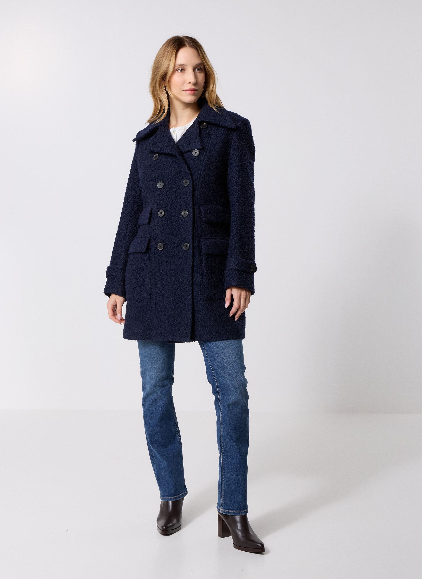 Manteaux FMAN31013K femme bleu The Kooples Manteaux FMAN31013K femme bleu Nav01