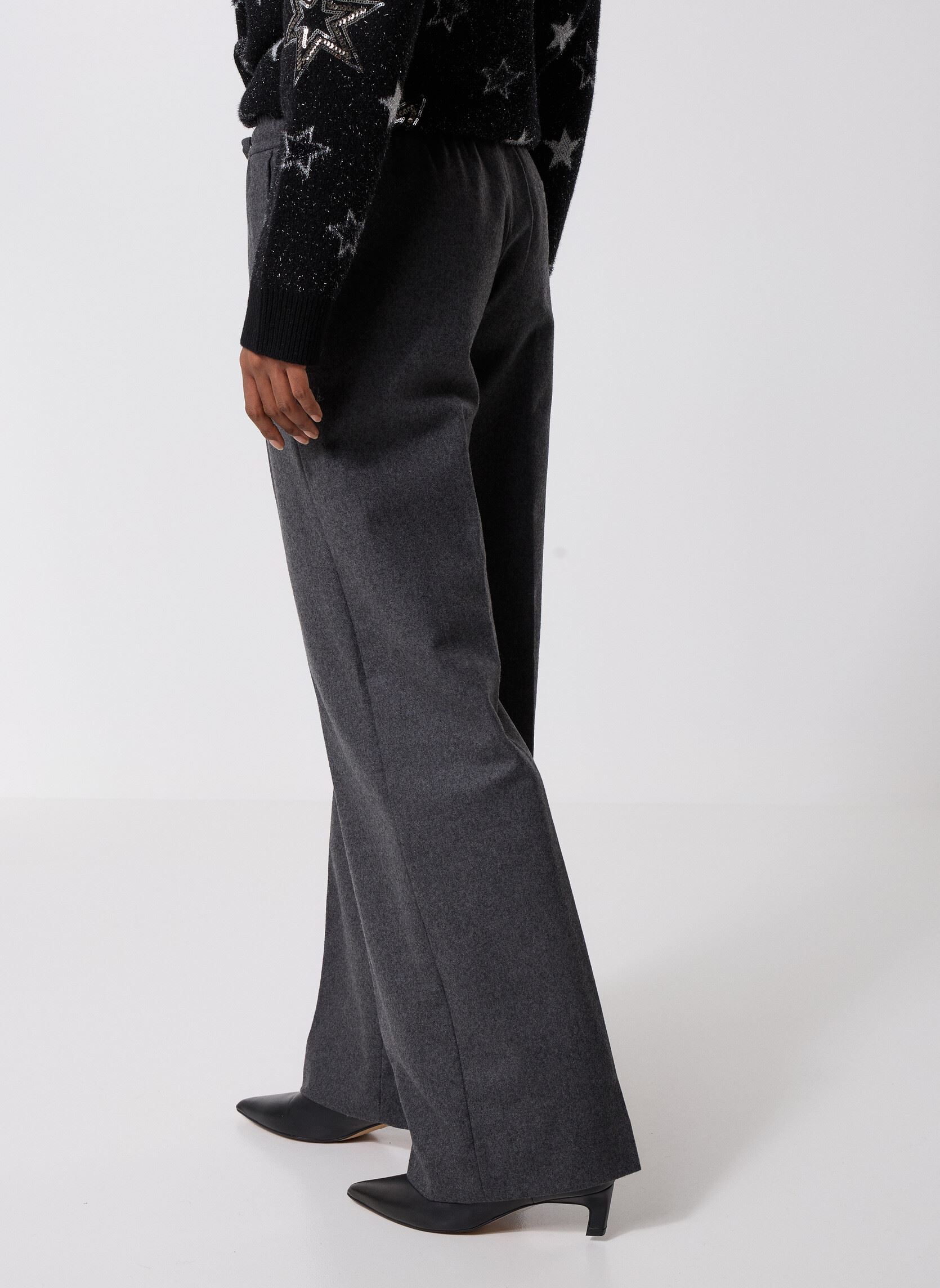 Wijde broeken FPAN31046K dames grijs The Kooples Wijde broeken FPAN31046K dames grijs GRY01