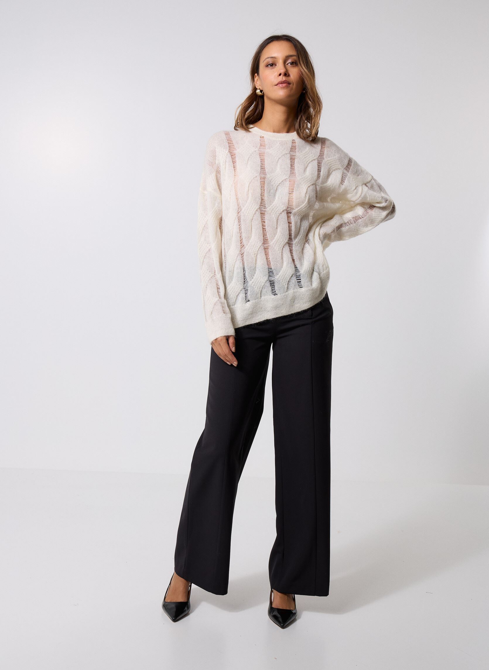 Pulls FPUL31013K femme blanc The Kooples Pulls FPUL31013K femme blanc ECR01