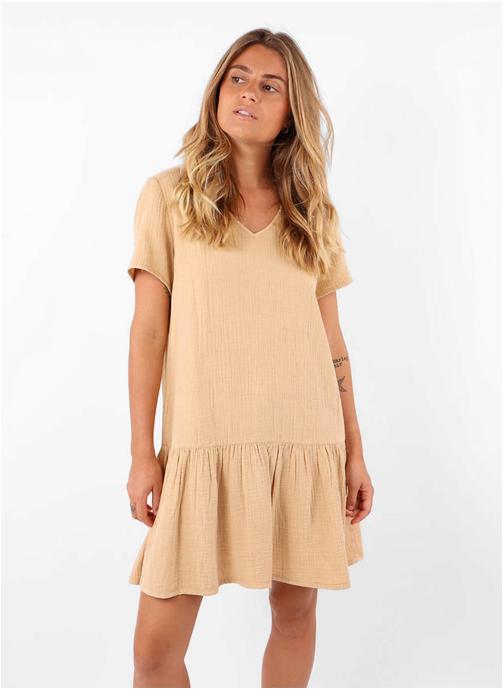 Robe 100% Coton Jaune Pâle Taille L - Style Chemise (neuf Sans étiquettes)