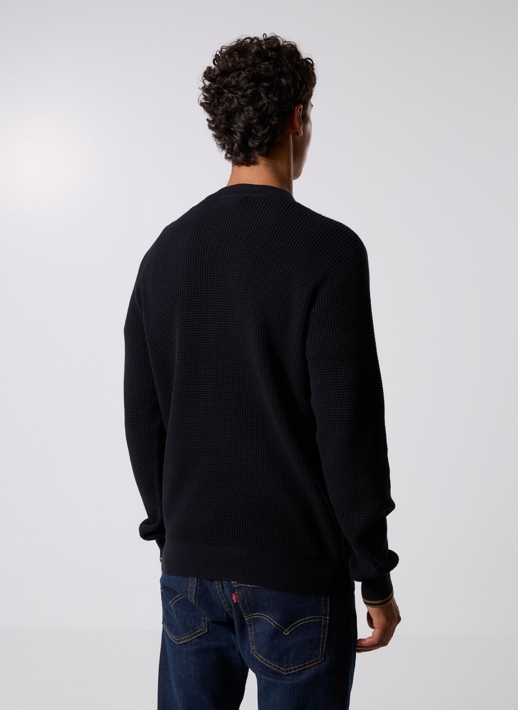 Sweats Waffle Stitch Jumper homme noir Fred Perry Sweats Waffle Stitch Jumper homme noir BLACK