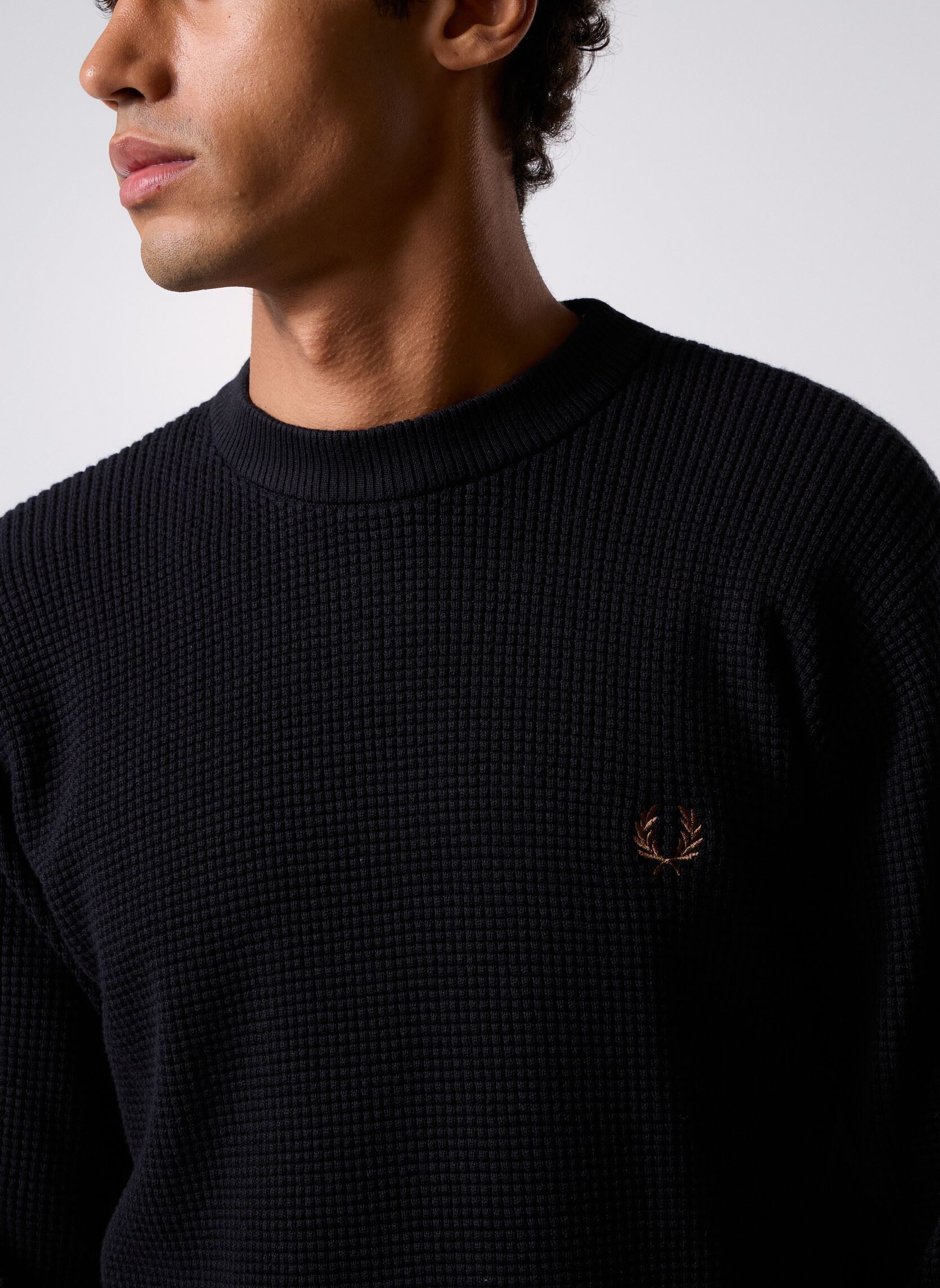 Sweats Waffle Stitch Jumper homme noir Fred Perry Sweats Waffle Stitch Jumper homme noir BLACK