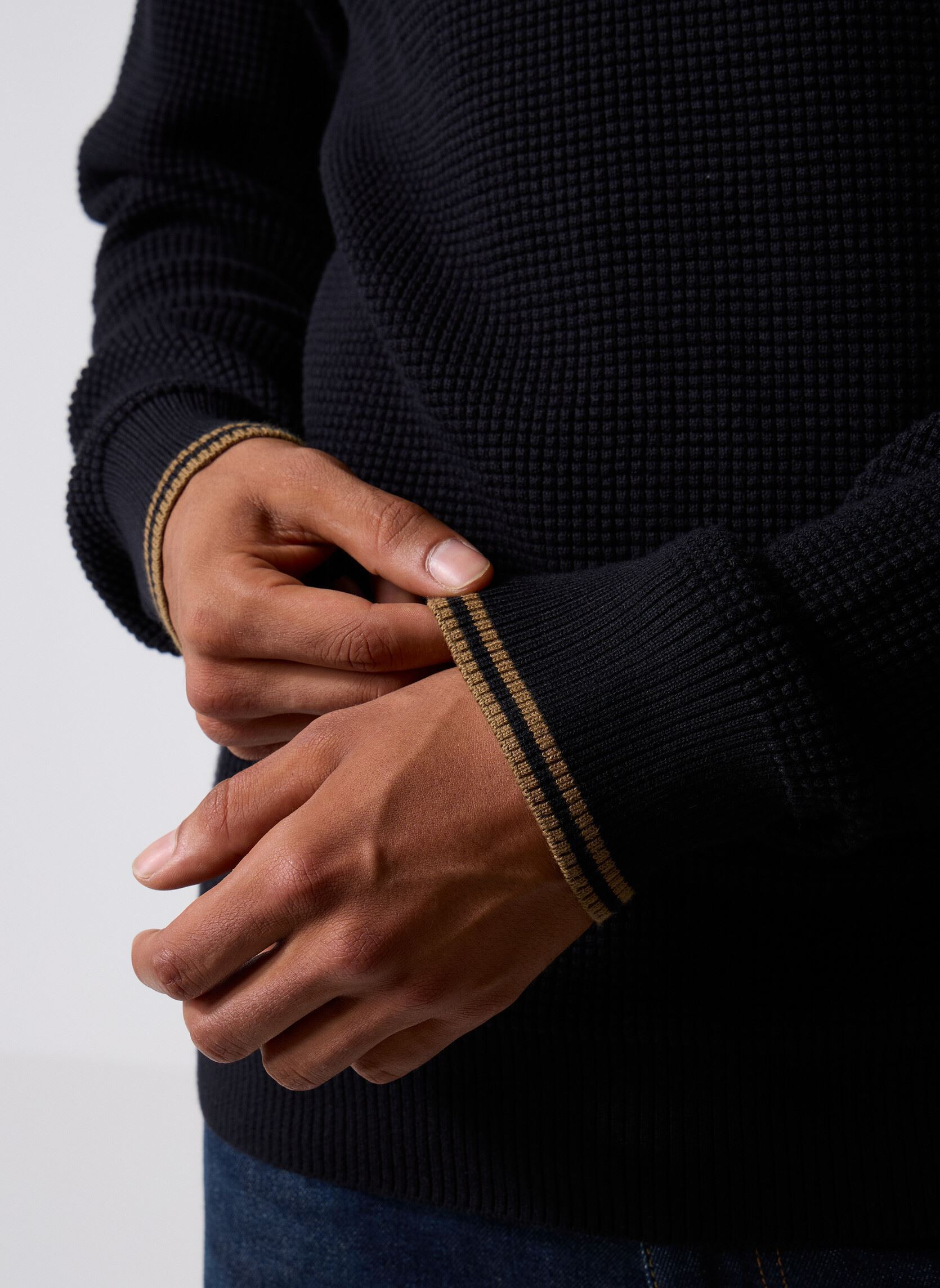 Sweats Waffle Stitch Jumper homme noir Fred Perry Sweats Waffle Stitch Jumper homme noir BLACK