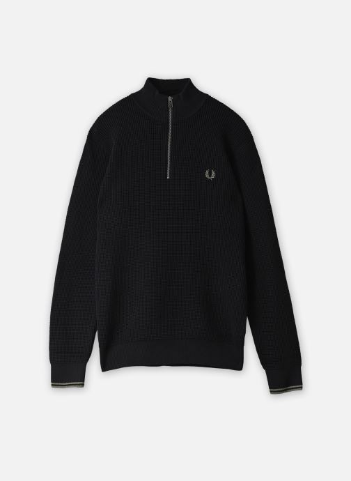 Fred Perry Sweats zippés Waffle Stitch Half Zip Jumper homme noir