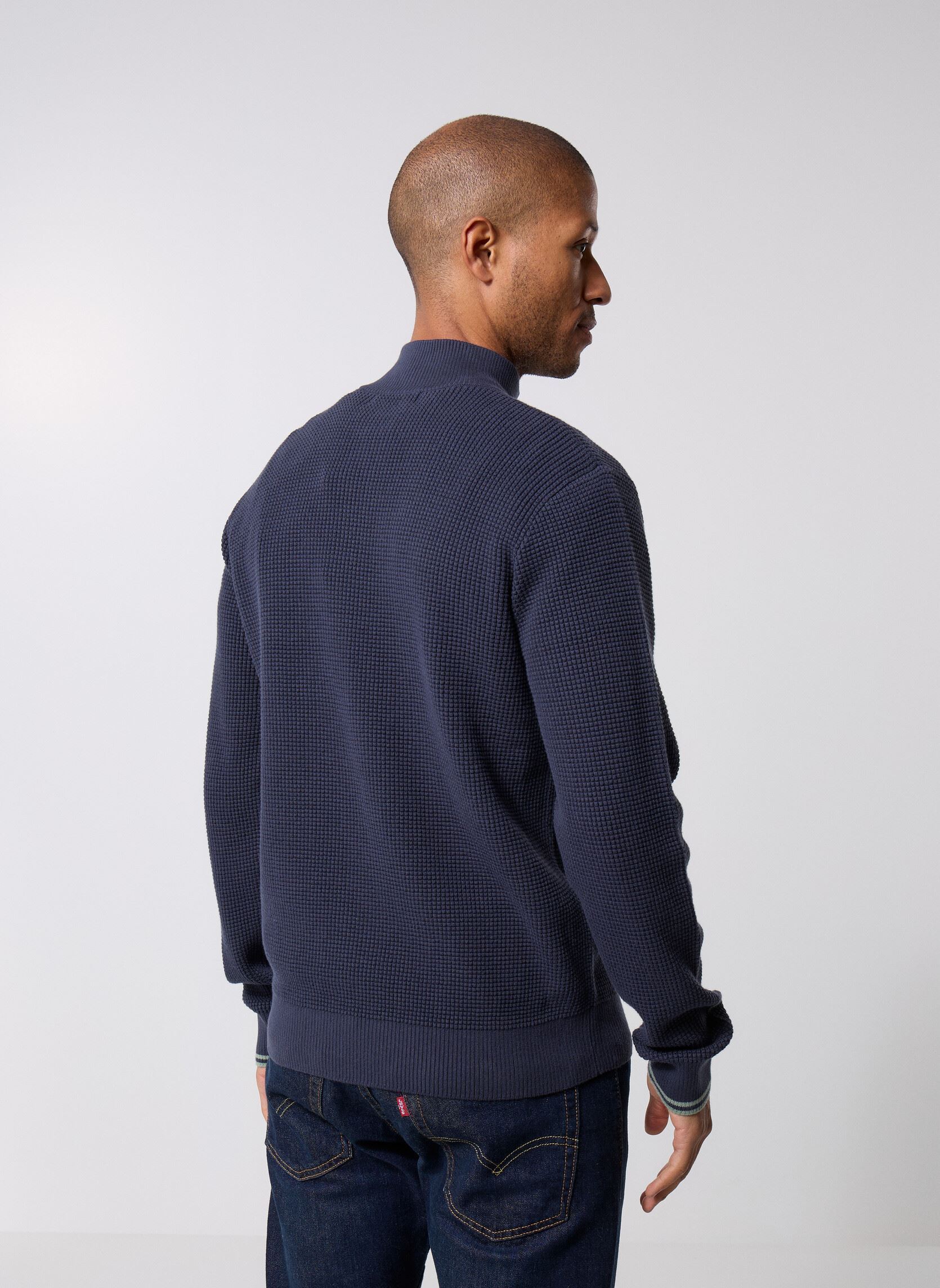 Sweats zippés Waffle Stitch Half Zip Jumper homme bleu Fred Perry Sweats zippés Waffle Stitch Half Zip Jumper homme bleu DARK AIRFORCE
