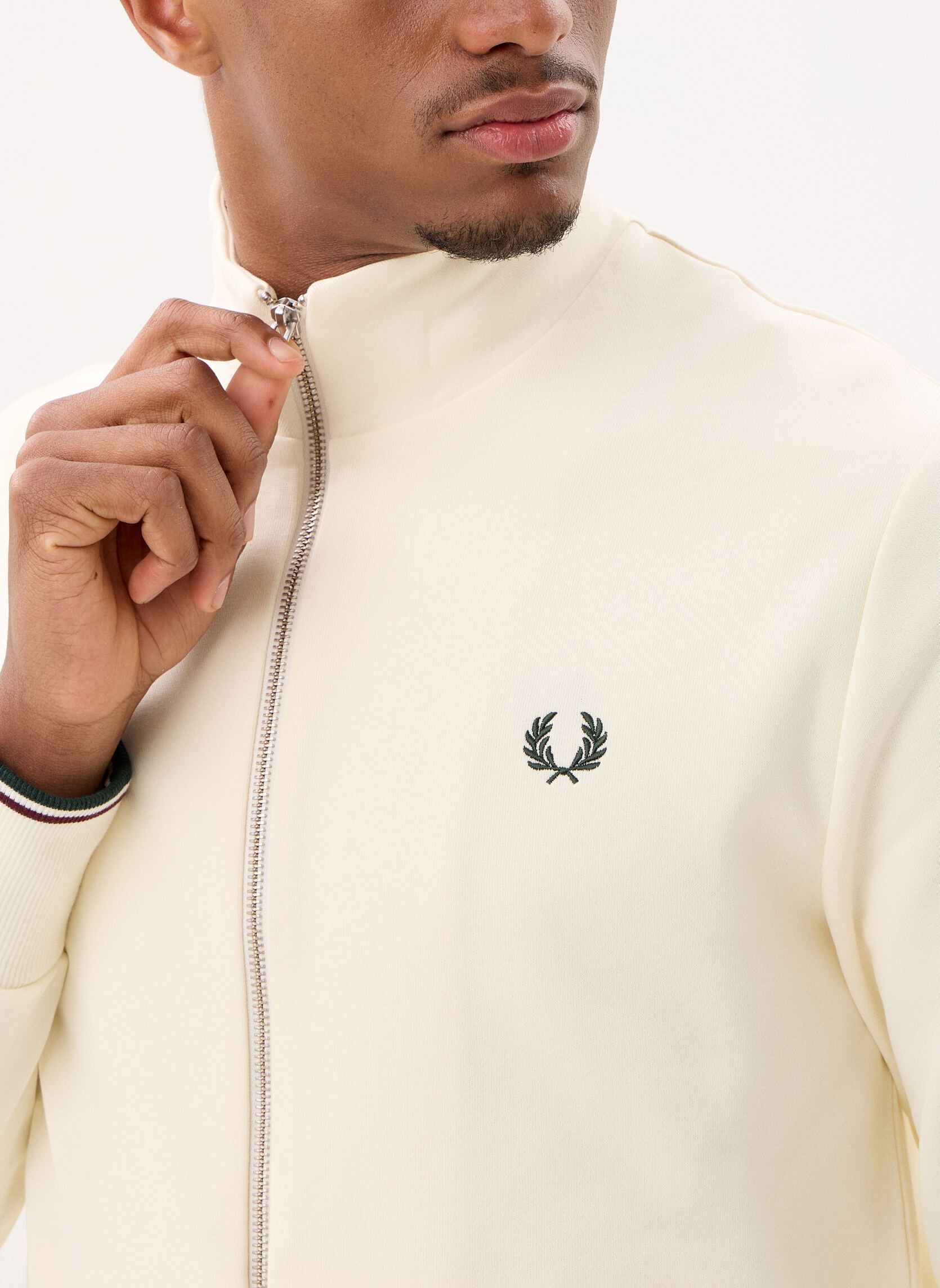 Sweats zippés Zip Through Sweatshirt homme blanc Fred Perry Sweats zippés Zip Through Sweatshirt homme blanc ECRU