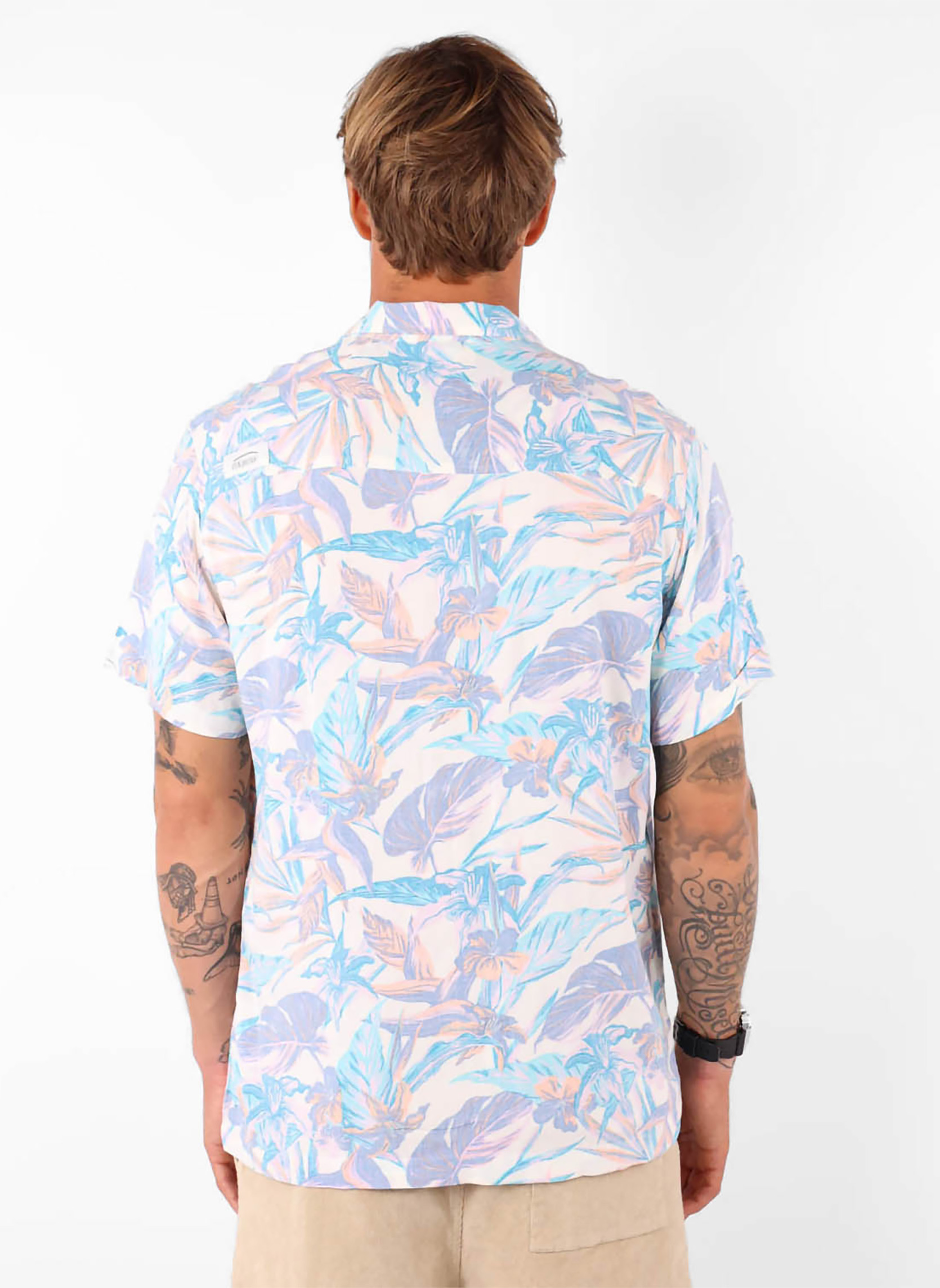 Robe Manches Courtes Imprimée En Lin - Femme