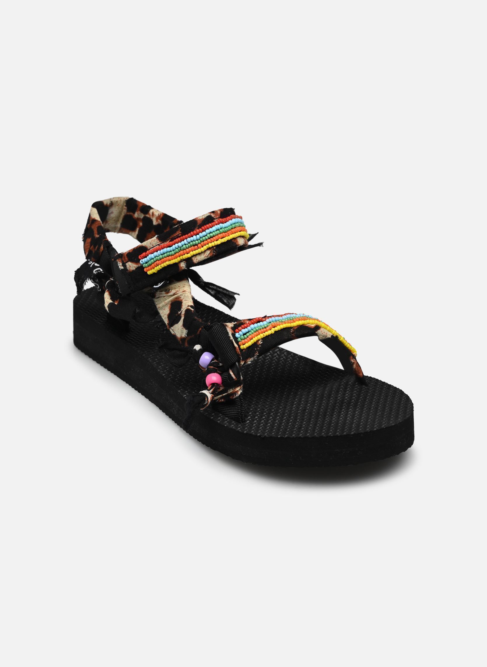 Flache Sandalen Trekky Leopard Beads damen braun Arizona Love Flache Sandalen Trekky Leopard Beads damen braun Leopard