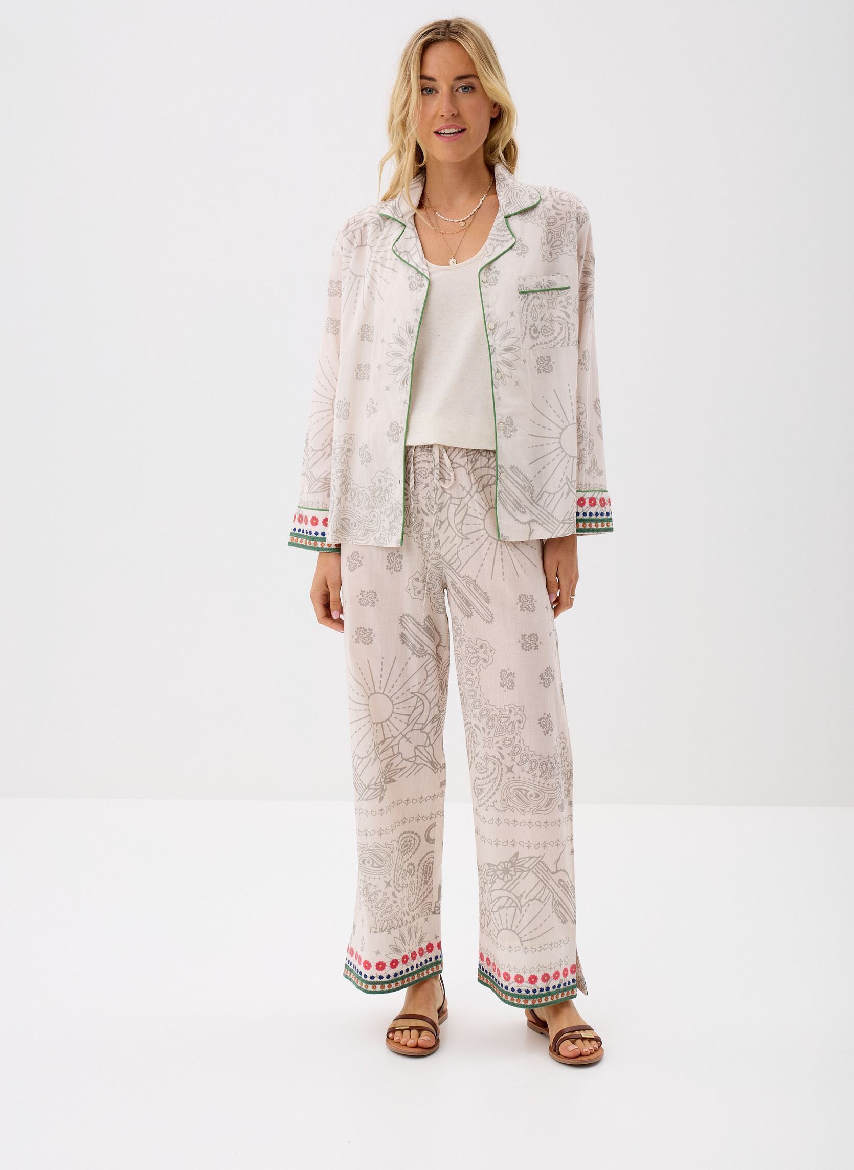Pantalons larges Garden Party Pant femme blanc Arizona Love Pantalons larges Garden Party Pant femme blanc BANDANA GARDEN PARTY