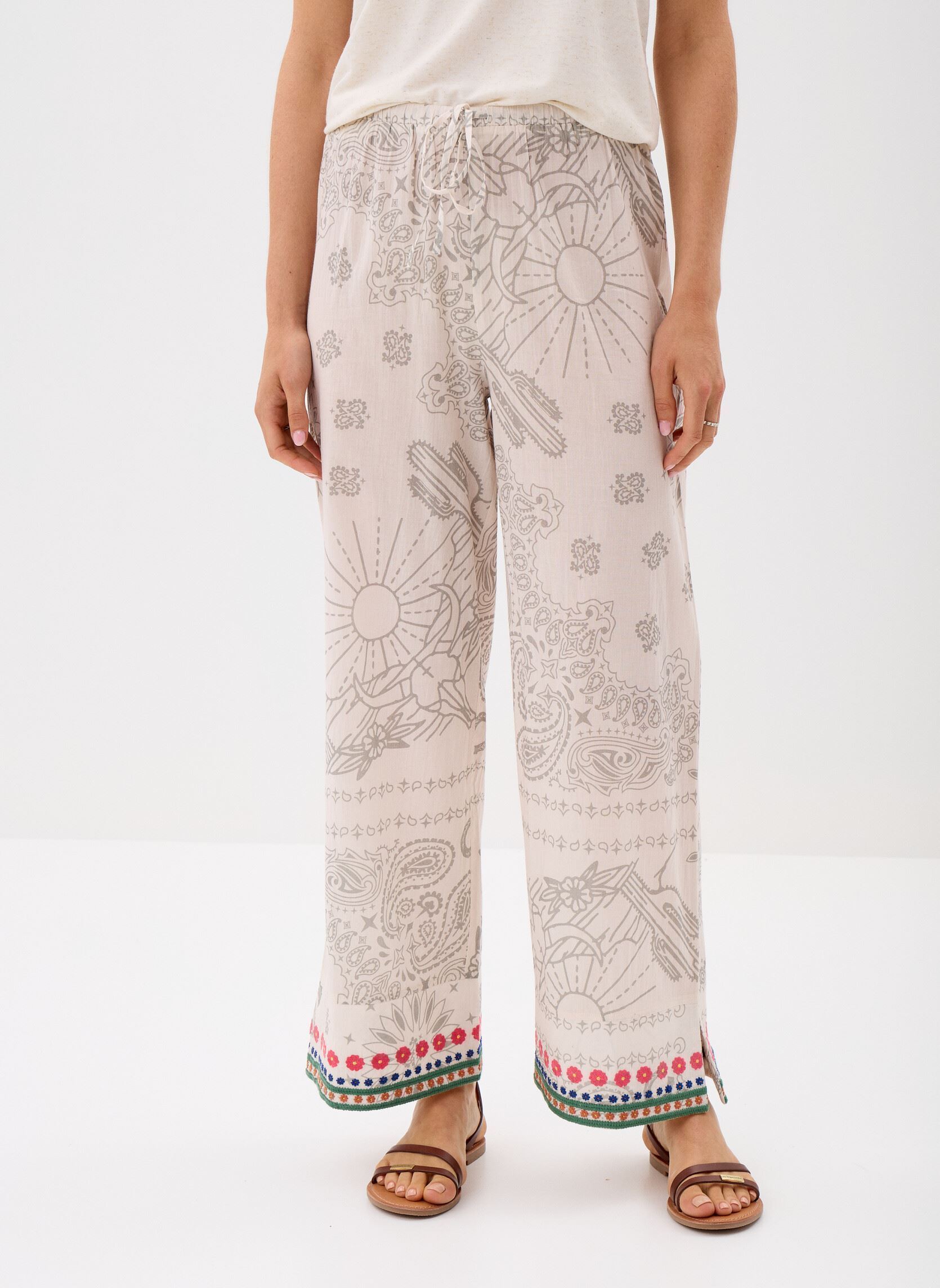 Pantalons larges Garden Party Pant femme blanc Arizona Love Pantalons larges Garden Party Pant femme blanc BANDANA GARDEN PARTY