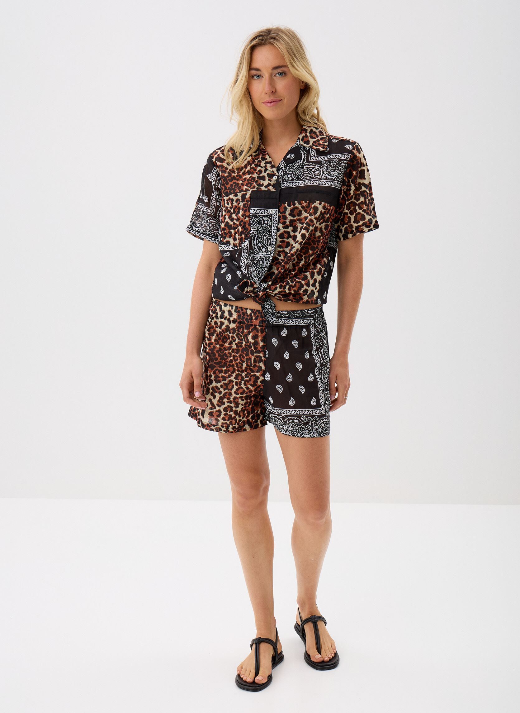 Shorts Bandana Short Leopard Black femme marron Arizona Love Shorts Bandana Short Leopard Black femme marron LEO BLACK