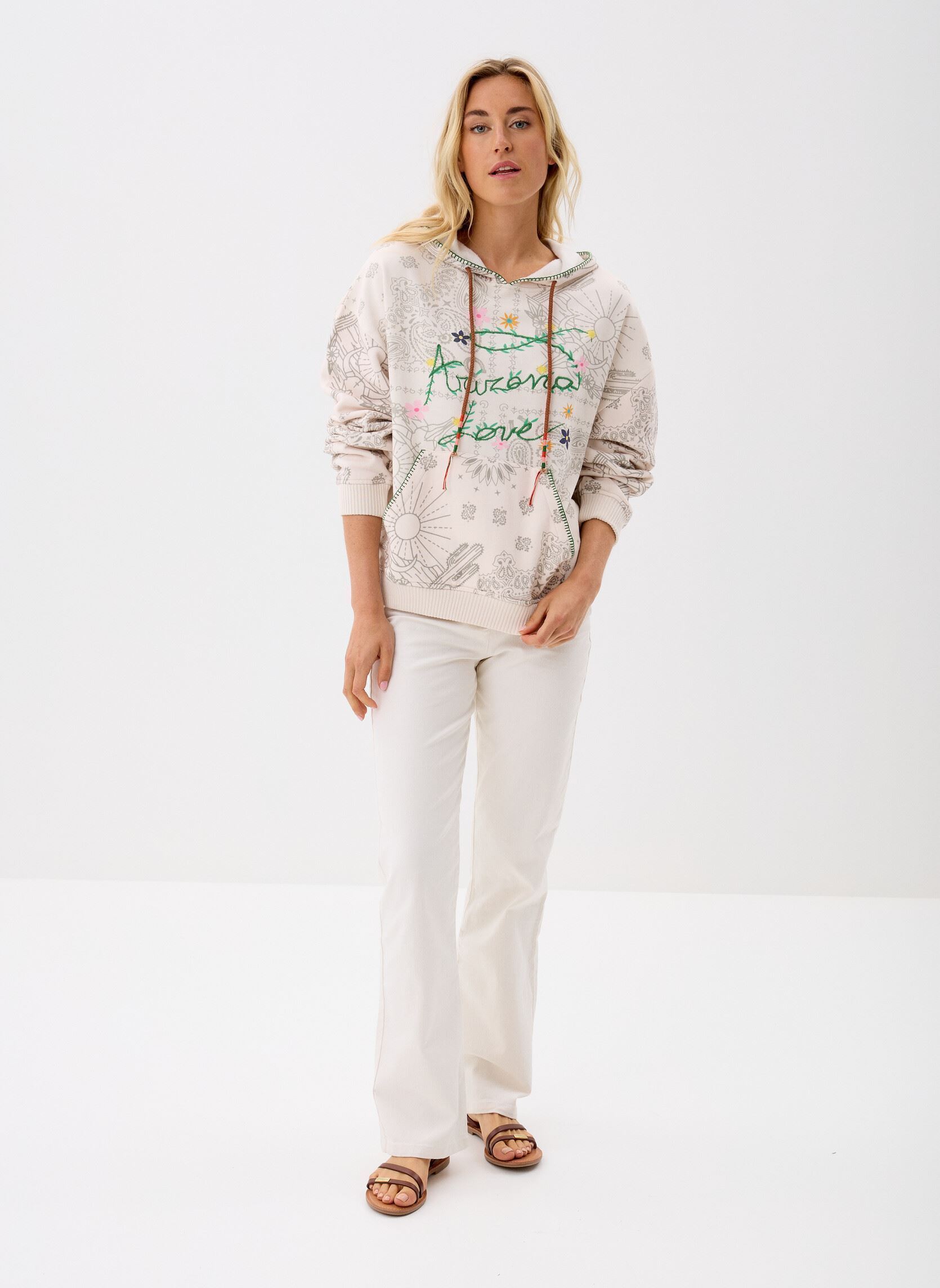 Hoodies Garden Party Hoodie dames wit Arizona Love Hoodies Garden Party Hoodie dames wit Bandana Garden Party