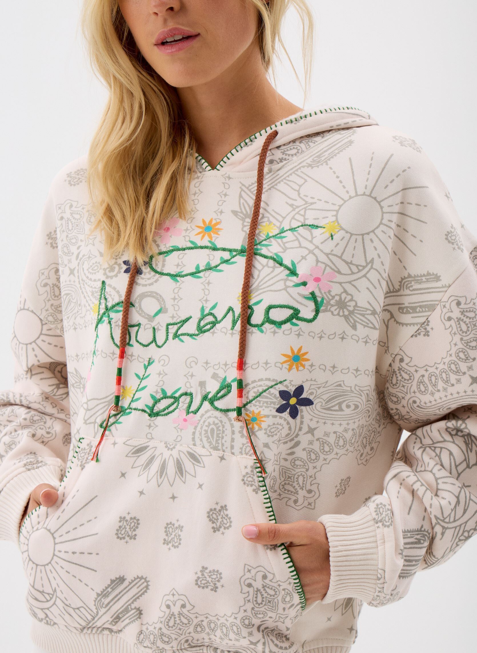 Hoodies Garden Party Hoodie dames wit Arizona Love Hoodies Garden Party Hoodie dames wit Bandana Garden Party