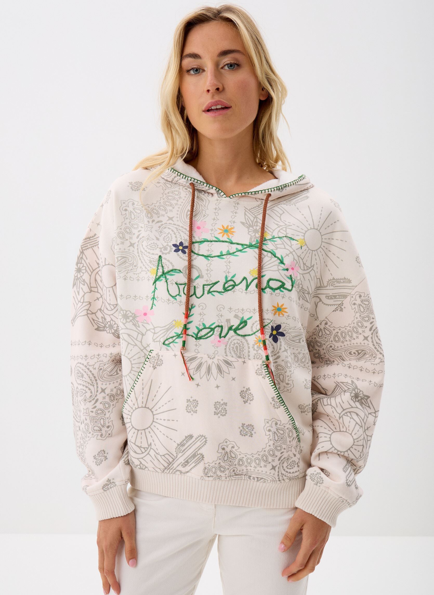 Hoodies Garden Party Hoodie dames wit Arizona Love Hoodies Garden Party Hoodie dames wit Bandana Garden Party