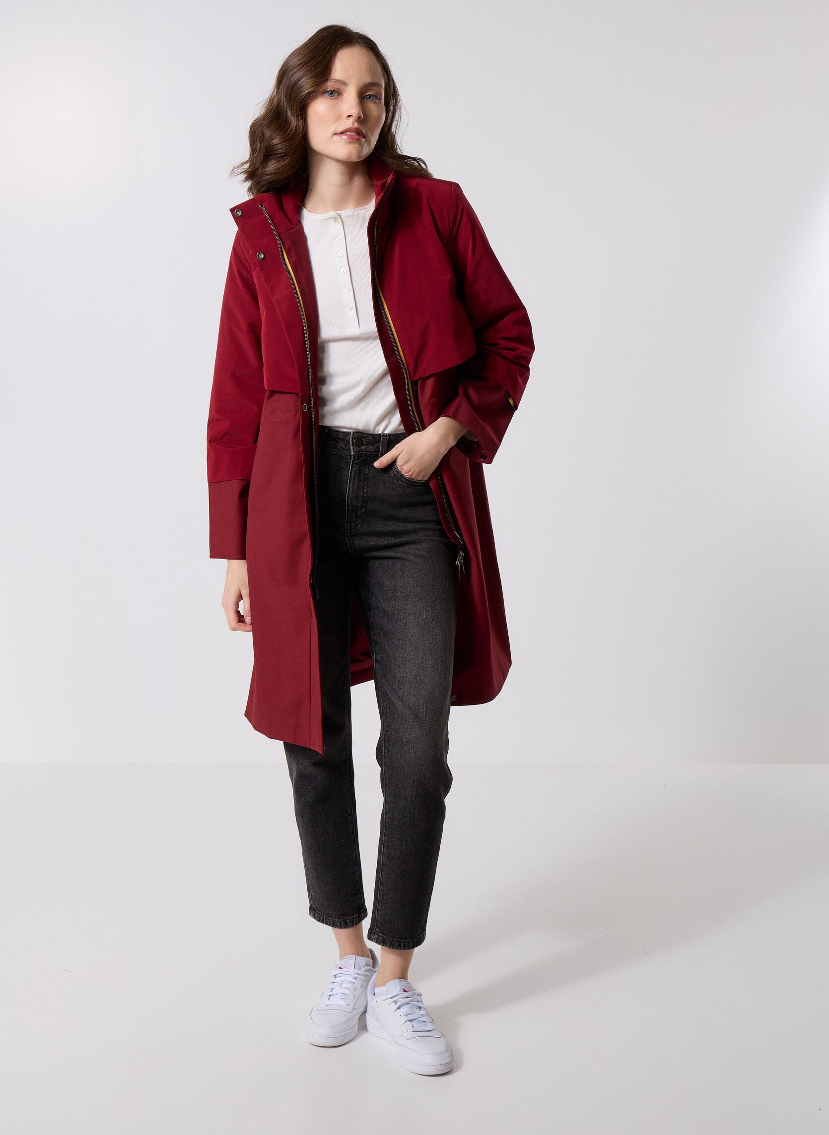 Mäntel Ella Wool Nylon Mix damen rot K-Way Mäntel Ella Wool Nylon Mix damen rot RED SYRAH COMBO