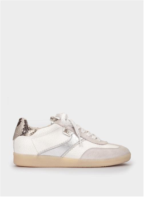Pedro Miralles Baskets basses INDIANA PANIERS EN CUIR CRAQUELÉ À EFFET SERPENTIN femme blanc