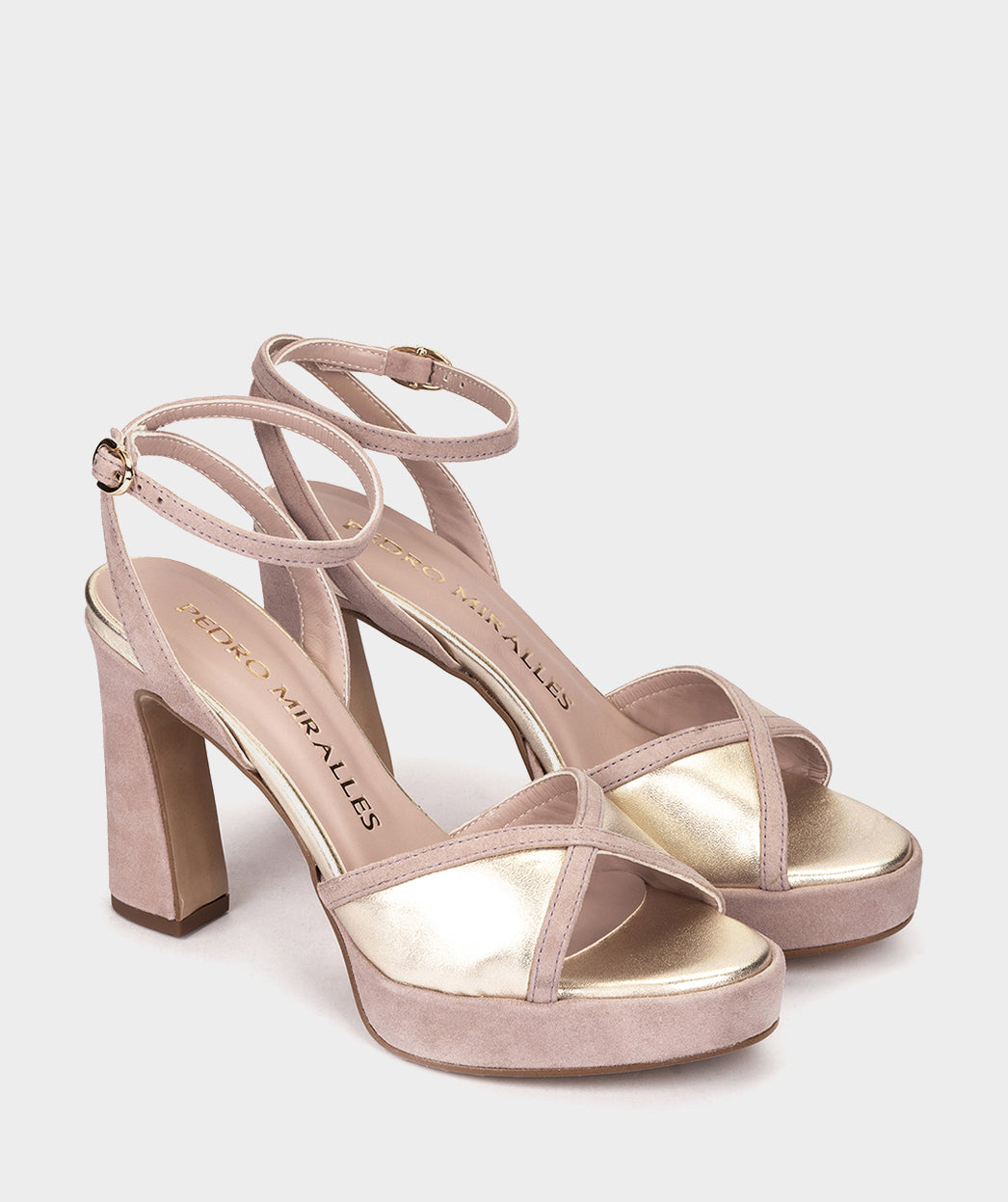 Sandales ILLAS SANDALES À TALONS EN DAIM ROSE PÂLE ET PLATINE femme rose Pedro Miralles Sandales ILLAS SANDALES À TALONS EN DAIM ROSE PÂLE ET PLATINE femme rose Rose