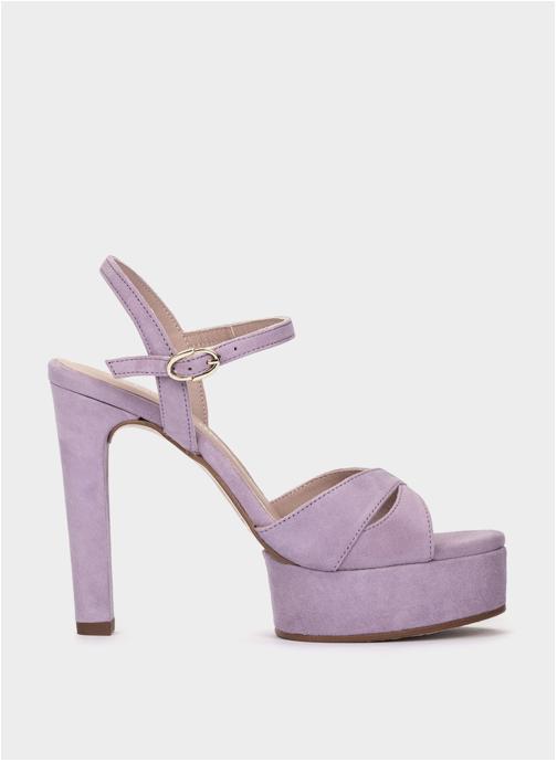 Pedro Miralles Sandales PATRICIA SANDALES À TALONS COMPENSÉS EN DAIM MAUVE femme violet