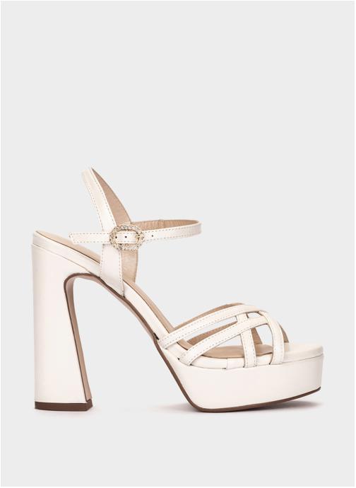 Pedro Miralles Sandales CERBI SANDALES À TALONS EN CUIR BLANC femme blanc