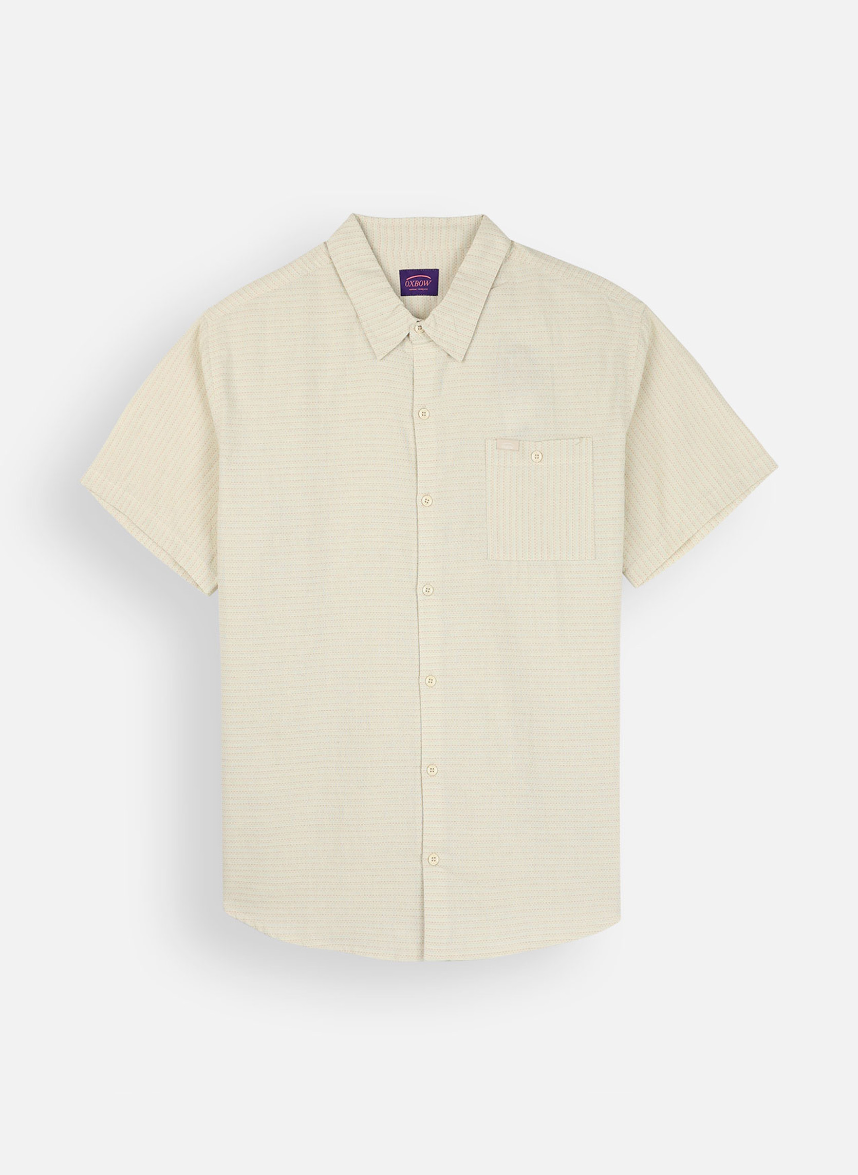 Chemises Chemise manches courtes effet rayure LINES homme beige Oxbow Chemises Chemise manches courtes effet rayure LINES homme beige Beige
