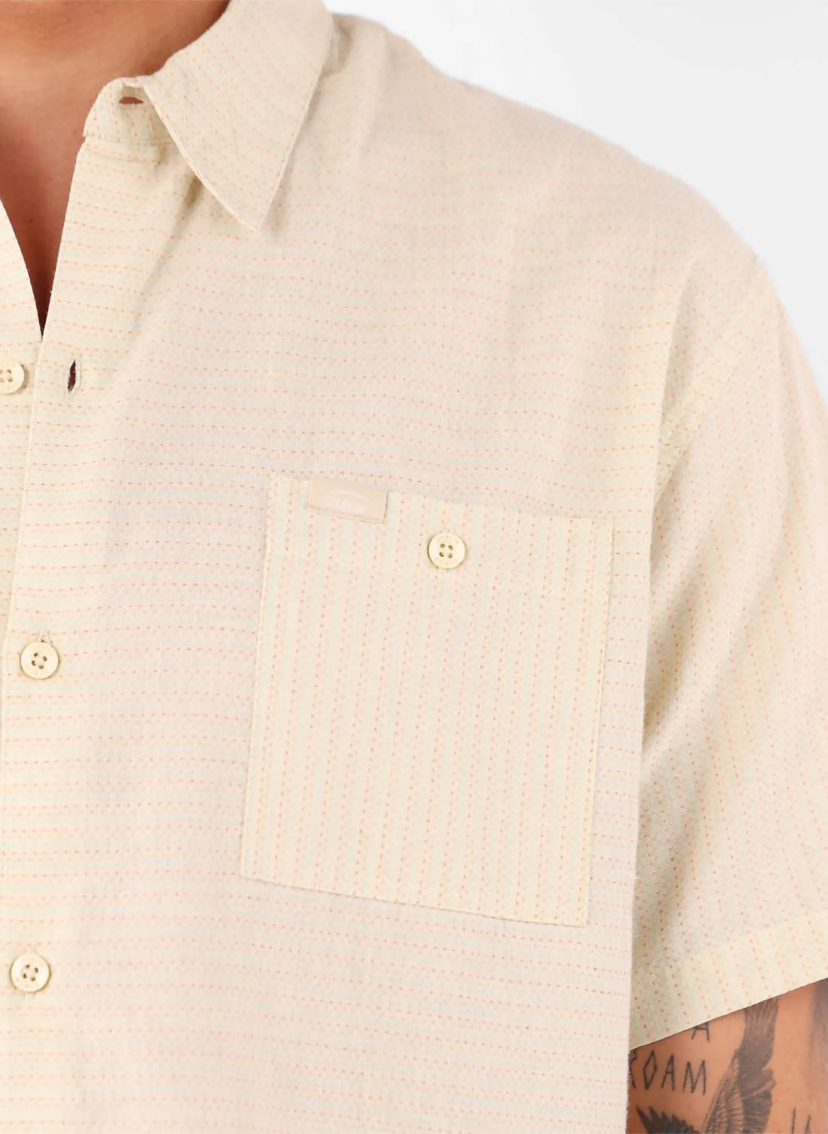 Chemises Chemise manches courtes effet rayure LINES homme beige Oxbow Chemises Chemise manches courtes effet rayure LINES homme beige Beige