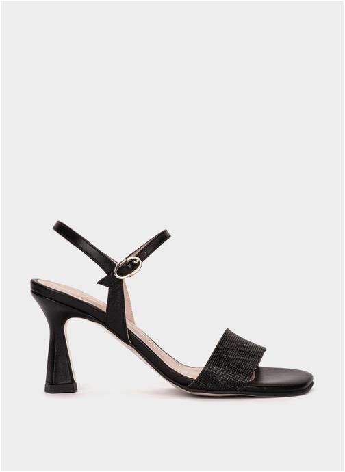 Pedro Miralles Sandales LETUR SANDALES À TALONS EN CUIR NOIR À PAILLETTES femme noir