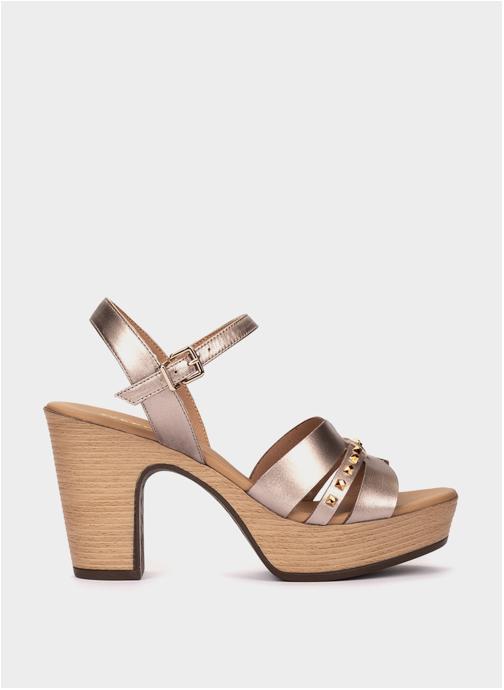 Pedro Miralles Sandales TEJADA SANDALES À TALONS EN CUIR MÉTALLISÉ FUMÉ femme or et bronze