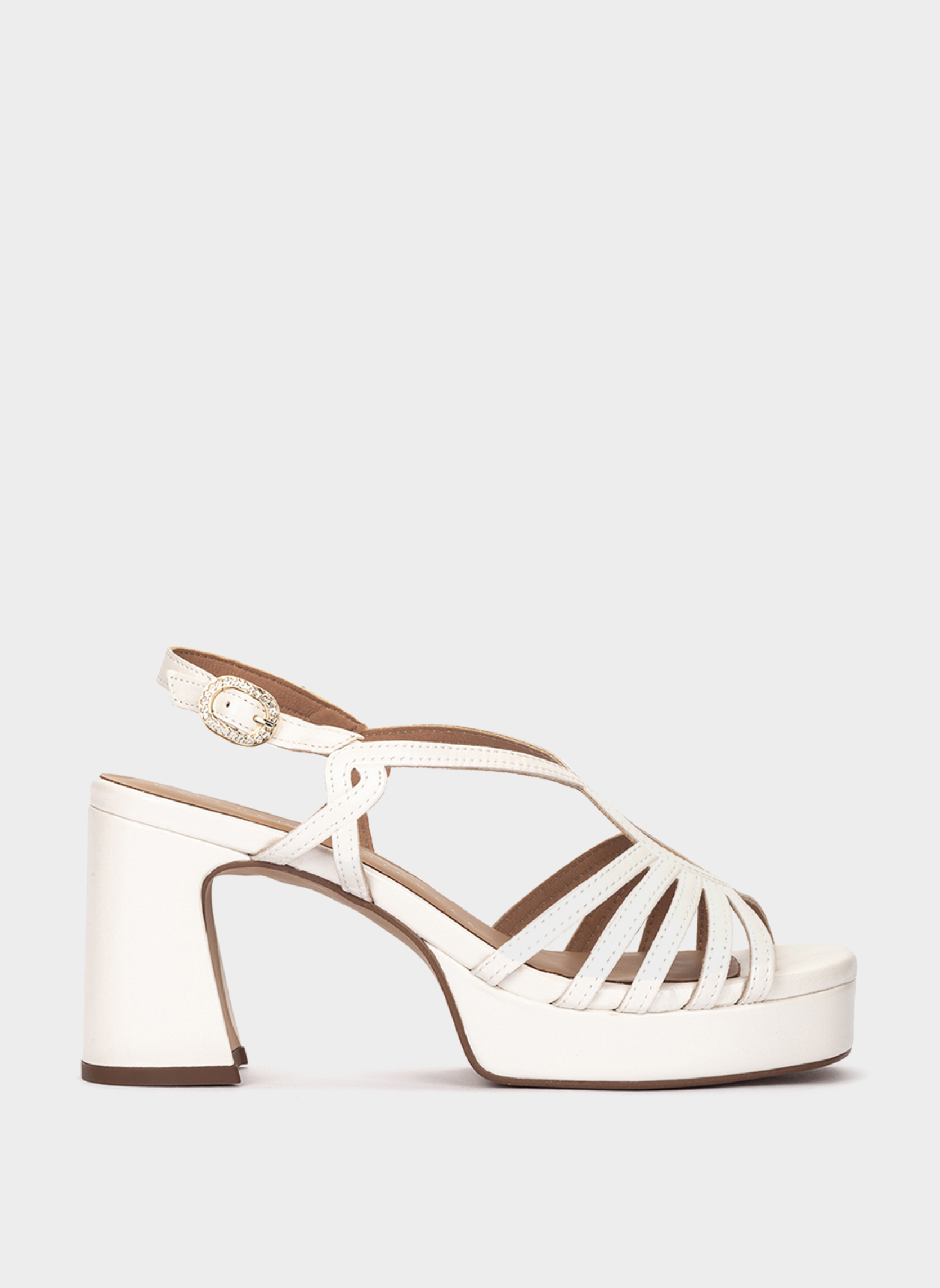 Sandales PUZOL SANDALES À TALONS EN CUIR COULEUR PERLE femme blanc Pedro Miralles Sandales PUZOL SANDALES À TALONS EN CUIR COULEUR PERLE femme blanc Blanc