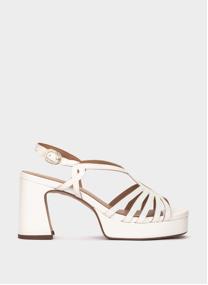 Sandales PUZOL SANDALES À TALONS EN CUIR COULEUR PERLE femme blanc Pedro Miralles Sandales PUZOL SANDALES À TALONS EN CUIR COULEUR PERLE femme blanc Blanc