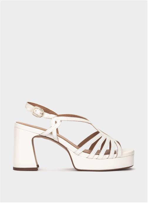 Pedro Miralles Sandales PUZOL SANDALES À TALONS EN CUIR COULEUR PERLE femme blanc