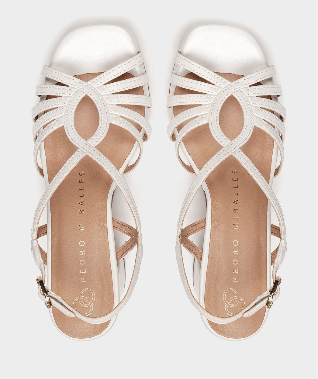 Sandales PUZOL SANDALES À TALONS EN CUIR COULEUR PERLE femme blanc Pedro Miralles Sandales PUZOL SANDALES À TALONS EN CUIR COULEUR PERLE femme blanc Blanc