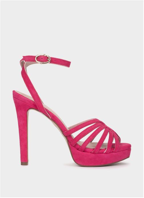Pedro Miralles Sandales ETIOPIA SANDALES À TALONS COMPENSÉS EN DAIM FRAMBOISE femme rose