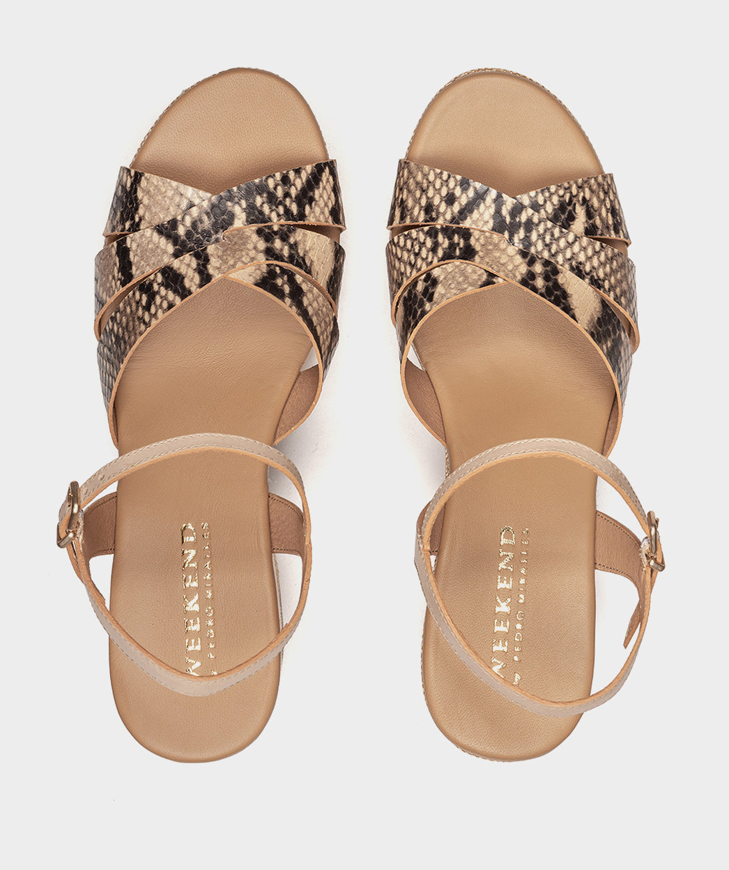 Sandales ZAEL SANDALES À TALONS EN CUIR EFFET SERPENT AVEC PLATEFORME EN RAPHIA femme beige Pedro Miralles Sandales ZAEL SANDALES À TALONS EN CUIR EFFET SERPENT AVEC PLATEFORME EN RAPHIA femme beige Beige