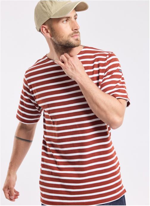 Armor Lux Tee-shirts Marinière 40702 sequoia/blanc homme rouge