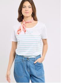 Tee-shirts Marinière 77449 blanc/aqua haze séri.flora femme bleu