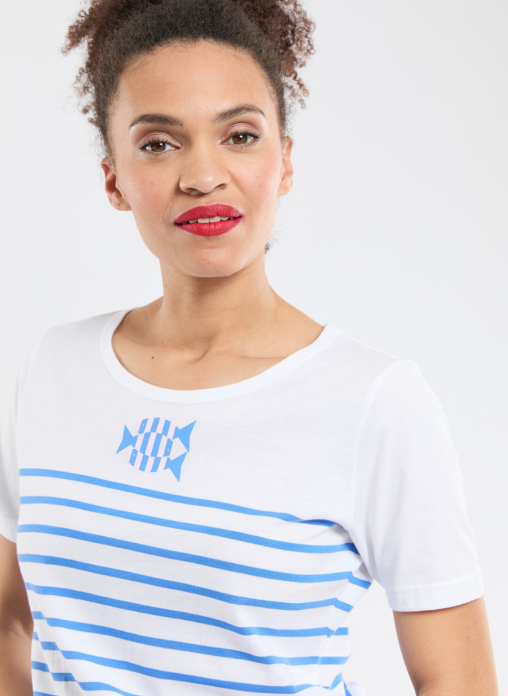 Tee-shirts Marinière 77449 blanc/aqua haze séri.flora femme bleu Armor Lux Tee-shirts Marinière 77449 blanc/aqua haze séri.flora femme bleu Bleu ciel