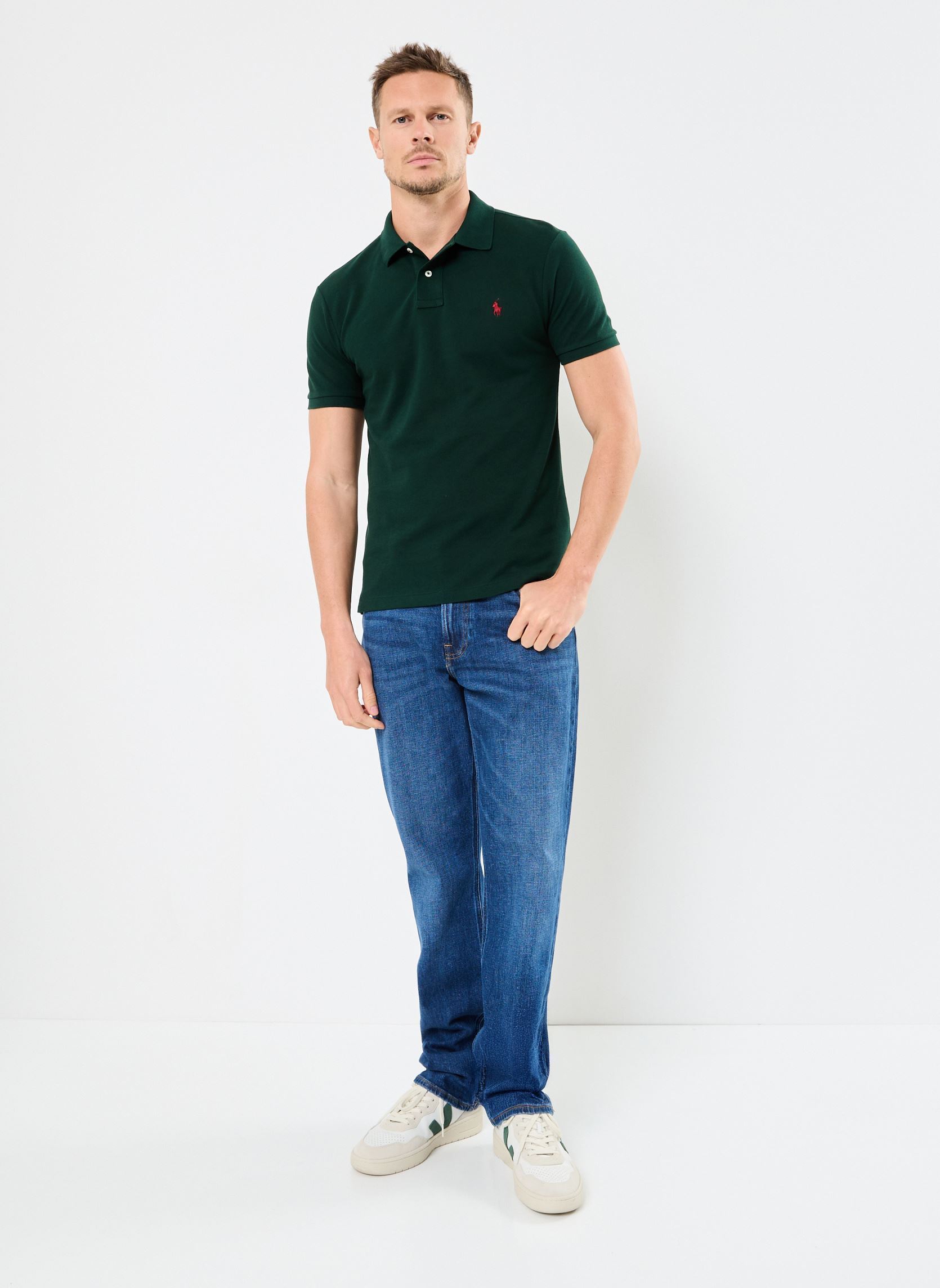 Polos manches courtes Sskcslim1-Short Sleeve-Knit 710795080018 homme vert Polo Ralph Lauren Polos manches courtes Sskcslim1-Short Sleeve-Knit 710795080018 homme vert College Green/C3961