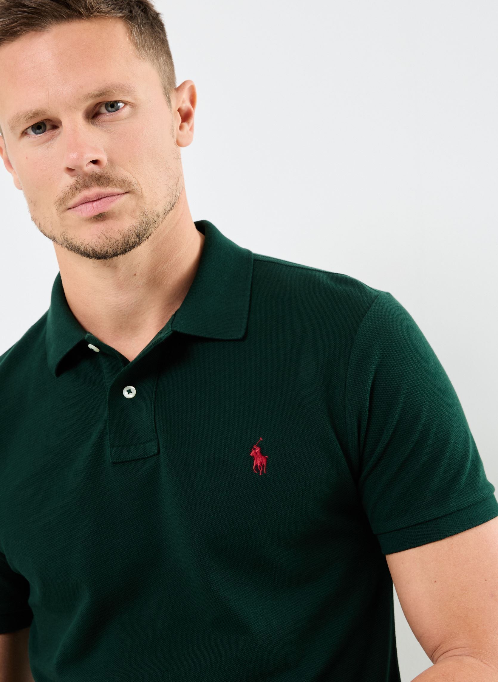 Polos manches courtes Sskcslim1-Short Sleeve-Knit 710795080018 homme vert Polo Ralph Lauren Polos manches courtes Sskcslim1-Short Sleeve-Knit 710795080018 homme vert College Green/C3961