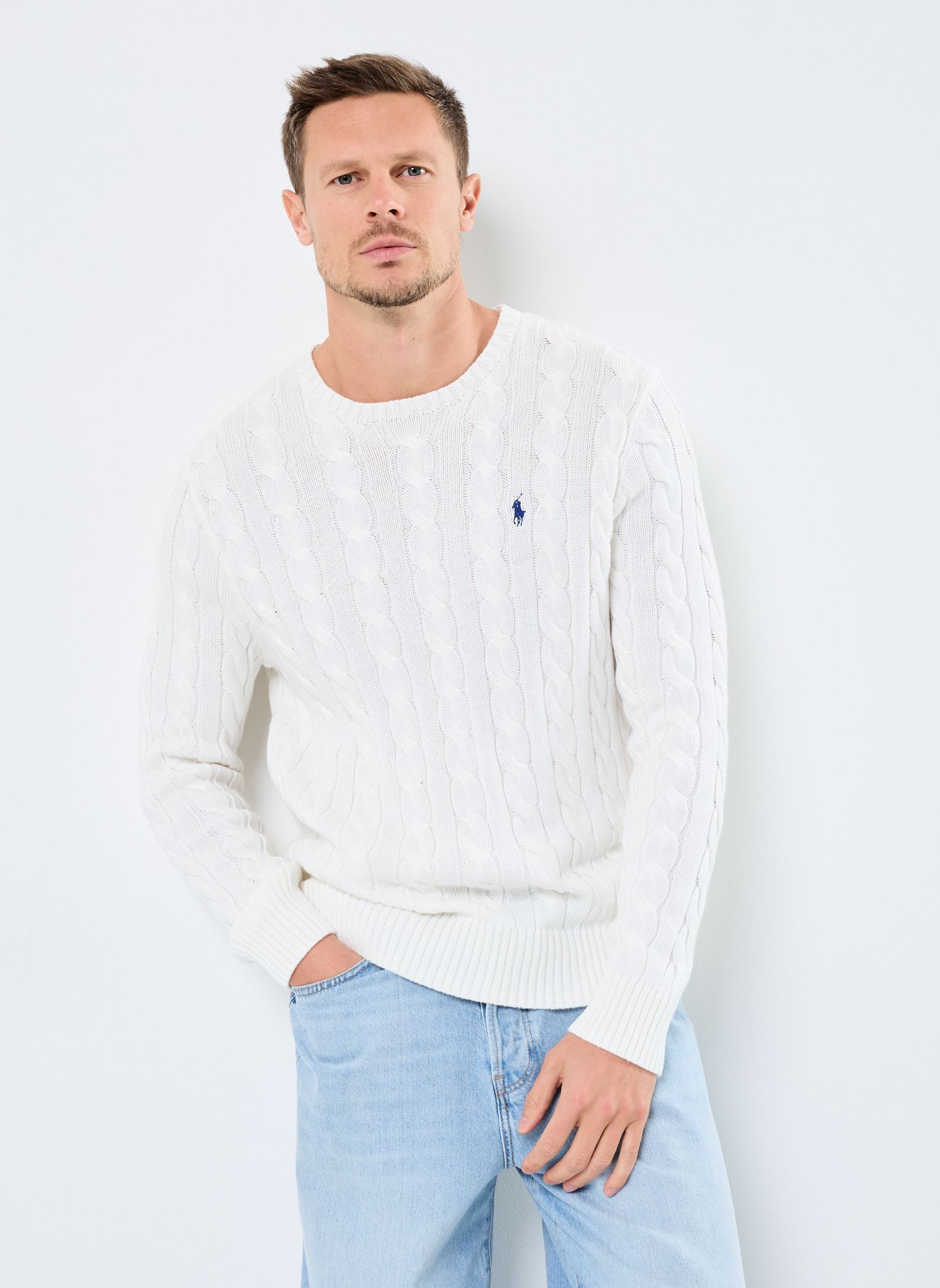 Pull Polo Ralph Lauren PULL COL ROND EN MAILLE TORSADEE EU - vue 2