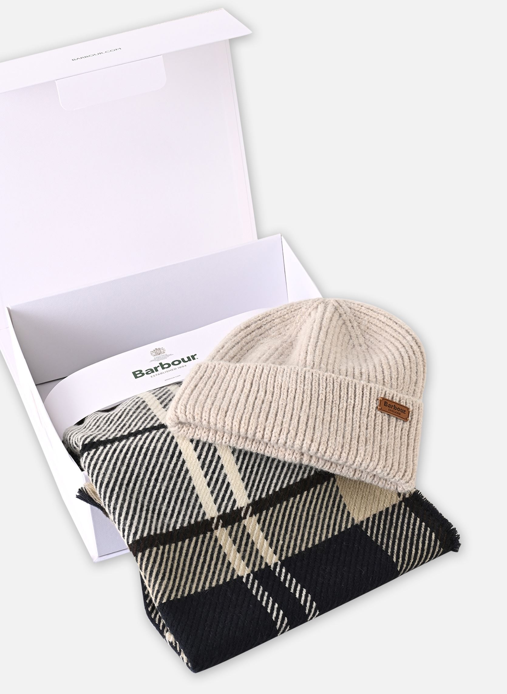 Echarpes Pendle Beanie & Blair Scarf Gift Set femme beige Barbour Echarpes Pendle Beanie & Blair Scarf Gift Set femme beige LIGHT BIRCHWOOD TARTAN