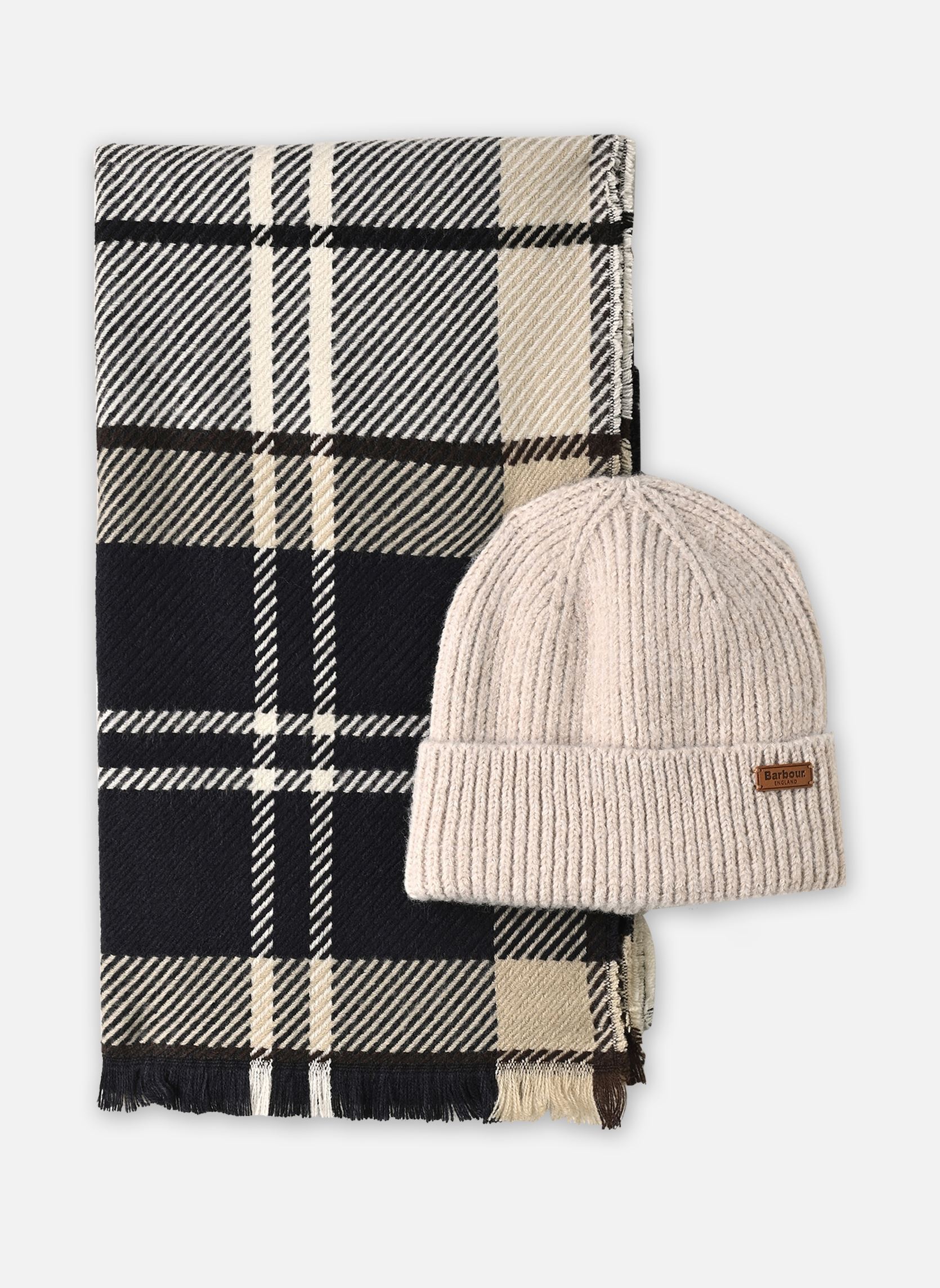 Echarpes Pendle Beanie & Blair Scarf Gift Set femme beige Barbour Echarpes Pendle Beanie & Blair Scarf Gift Set femme beige LIGHT BIRCHWOOD TARTAN