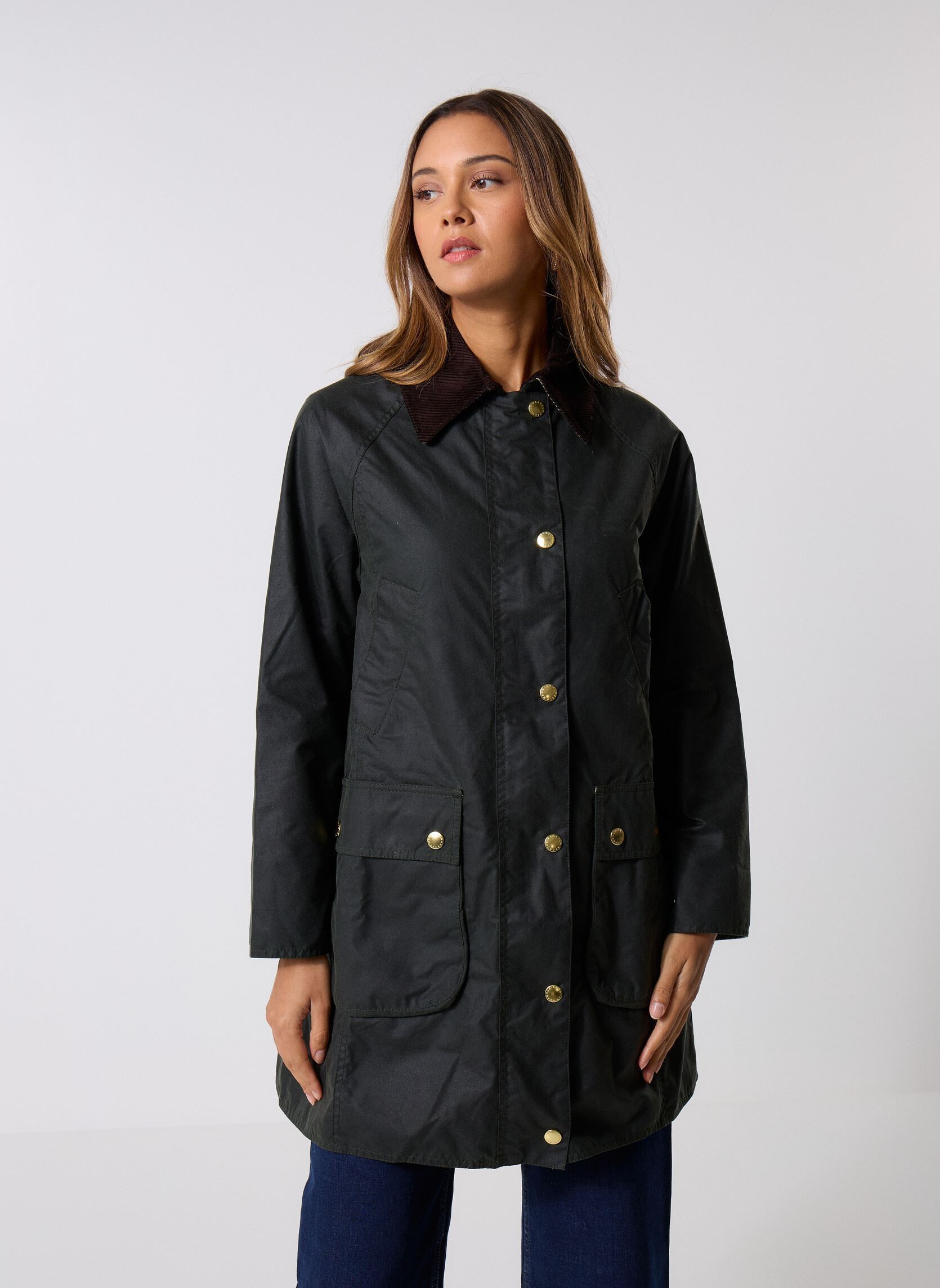 Winterjas Long Beadnell Wax Jacket dames groen Barbour Winterjas Long Beadnell Wax Jacket dames groen SAGE/ANCIENT