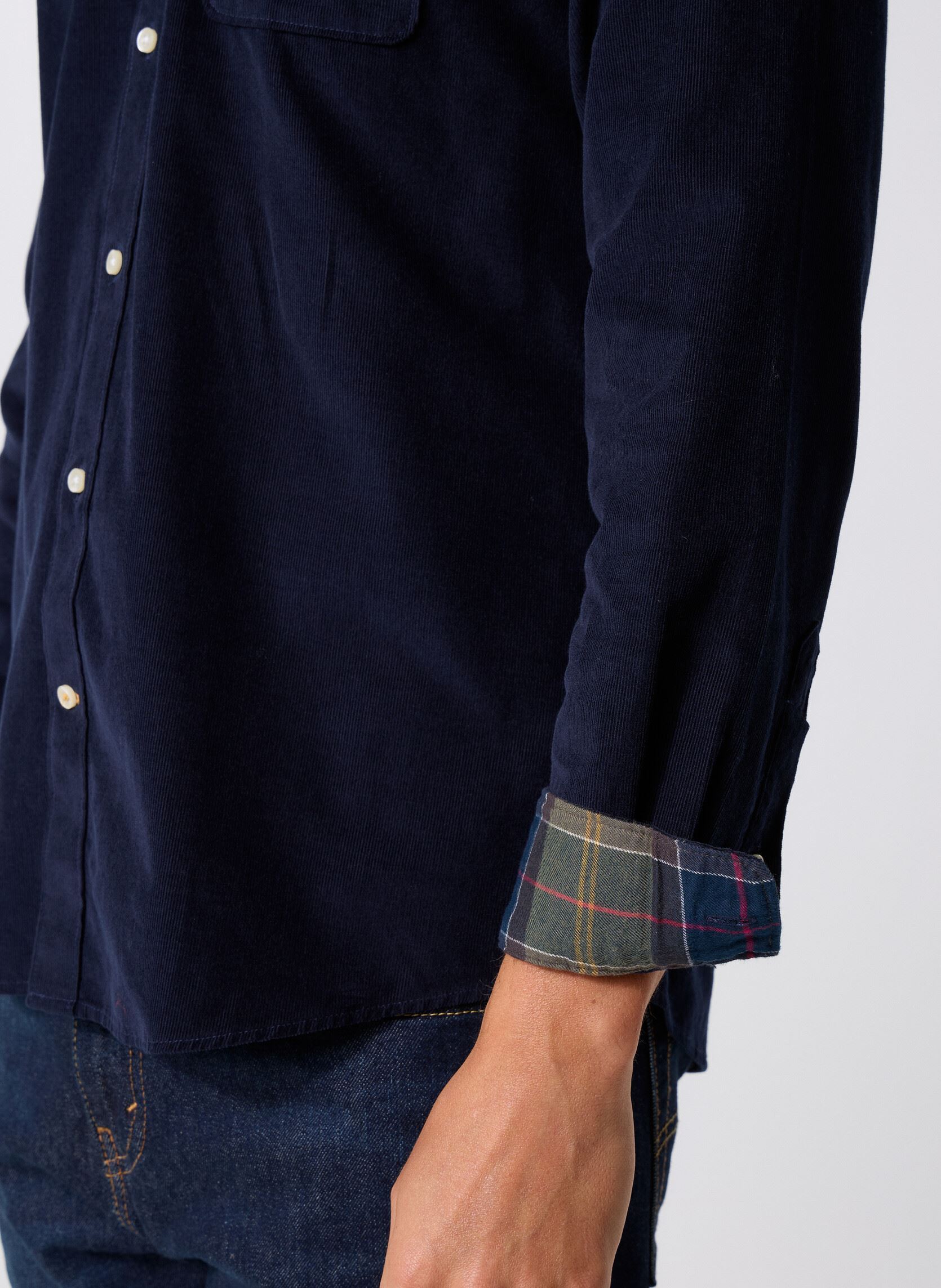 Chemises Ramsey Tailored Cord Shirt homme bleu Barbour Chemises Ramsey Tailored Cord Shirt homme bleu NAVY