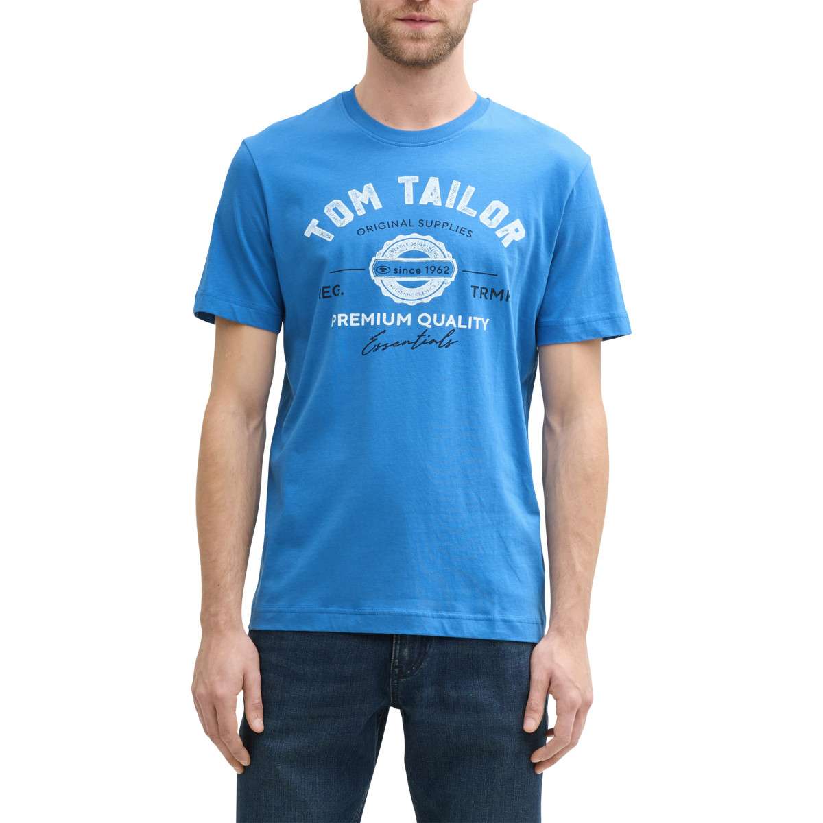 Tee-shirts T-shirt coton col rond homme bleu Tom Tailor Tee-shirts T-shirt coton col rond homme bleu Bleu