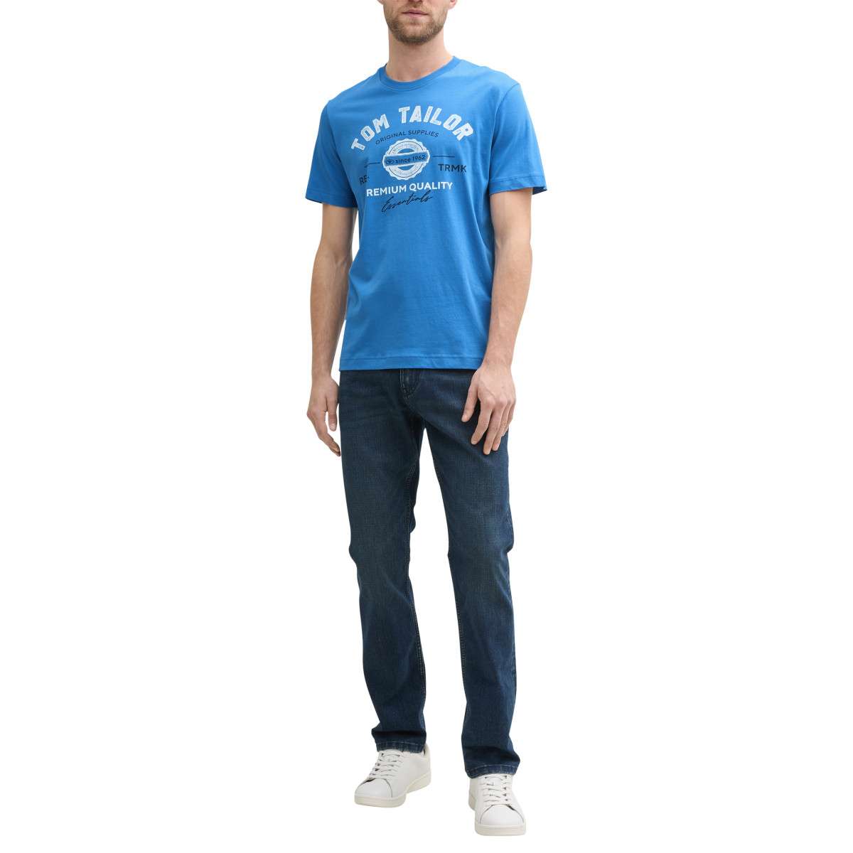 Tee-shirts T-shirt coton col rond homme bleu Tom Tailor Tee-shirts T-shirt coton col rond homme bleu Bleu