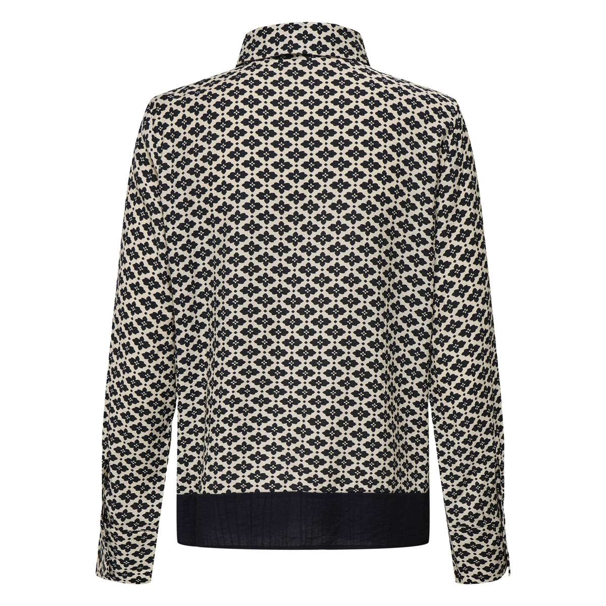 Chemisier Caroll Femme - Coton-Soie, Imprimé Géométrique Vert Sur Blanc, Taille 36, Occasion Très Bon État