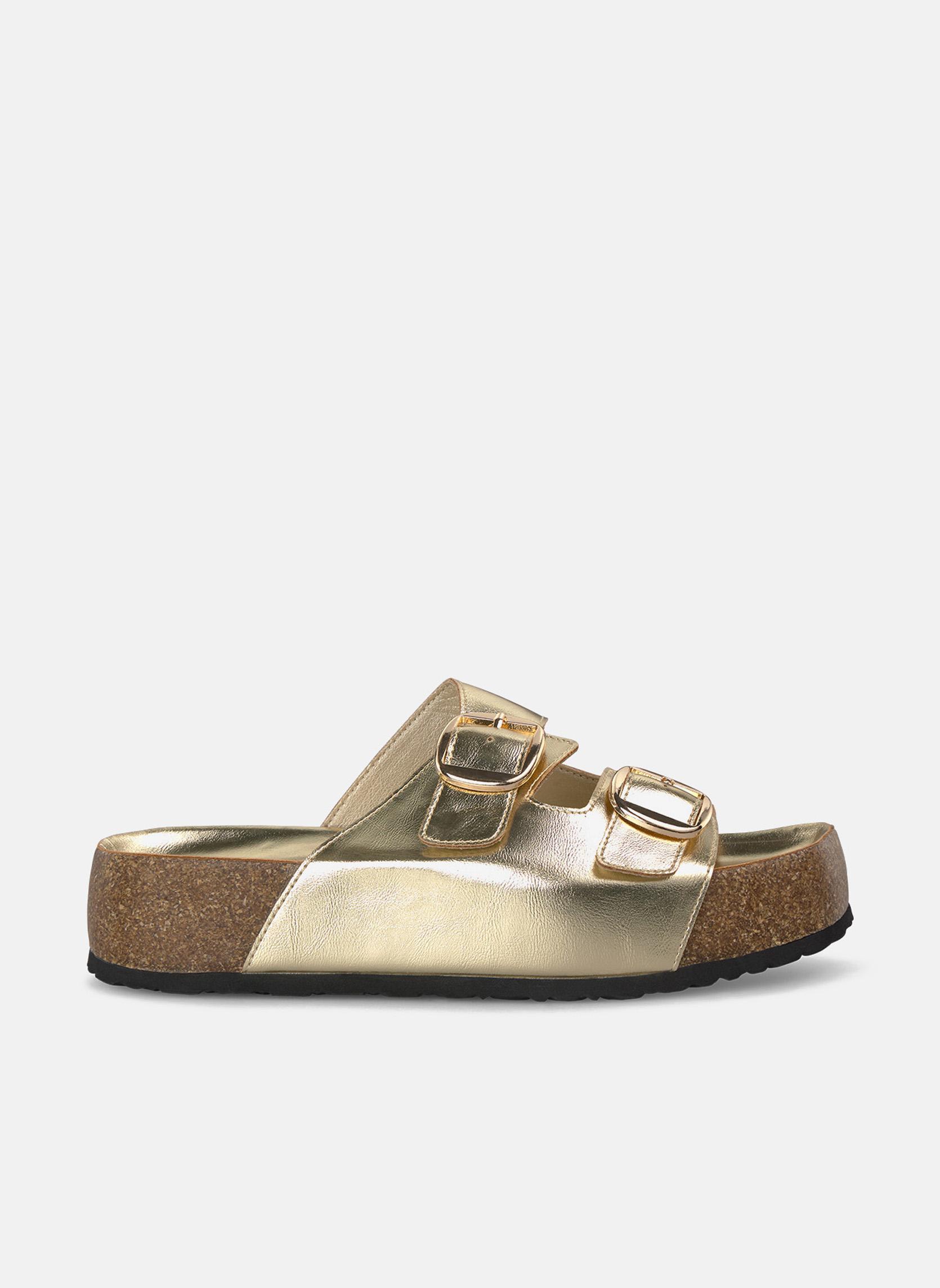 Generisch Pantoufles Confortables Pour Femme été Mode D'été Pour Femme à Fond Plat Décontracté Grande Taille Strass Ceinture Fine Sandales De Plage Chaussures Sandales Femmes Chaussures, Or, 40 EU