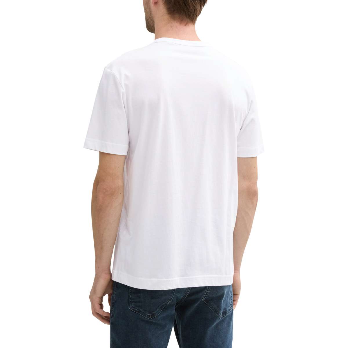 Tee-shirts T-shirt coton col rond homme blanc Tom Tailor Tee-shirts T-shirt coton col rond homme blanc Blanc
