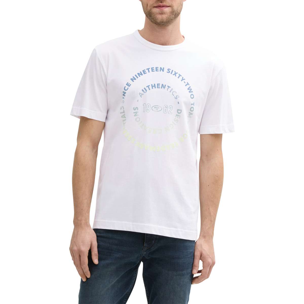 Tee-shirts T-shirt coton col rond homme blanc Tom Tailor Tee-shirts T-shirt coton col rond homme blanc Blanc