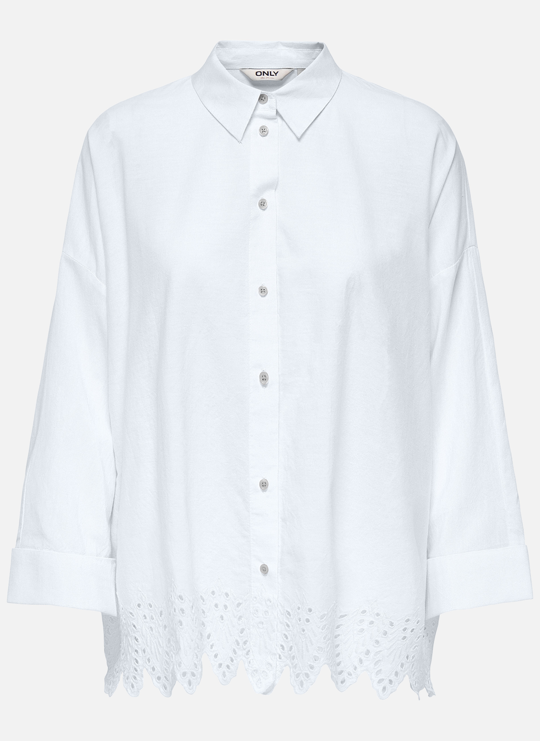 Chemises Chemisier coton ample - 15343165 femme blanc ONLY Chemises Chemisier coton ample - 15343165 femme blanc Blanc